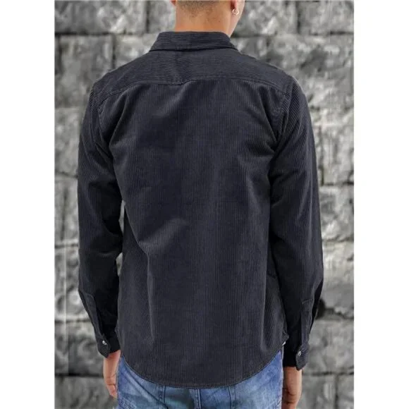 Men's Button Down Shirts with Flap Pockets Black1